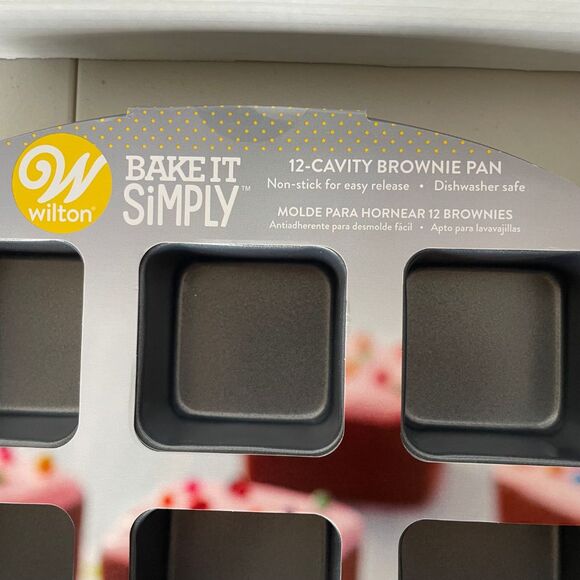 Wilton 12 Cavity Brownie Baking Pan Non-Stick  All Edges Square Aluminum Steel - Picture 6 of 9